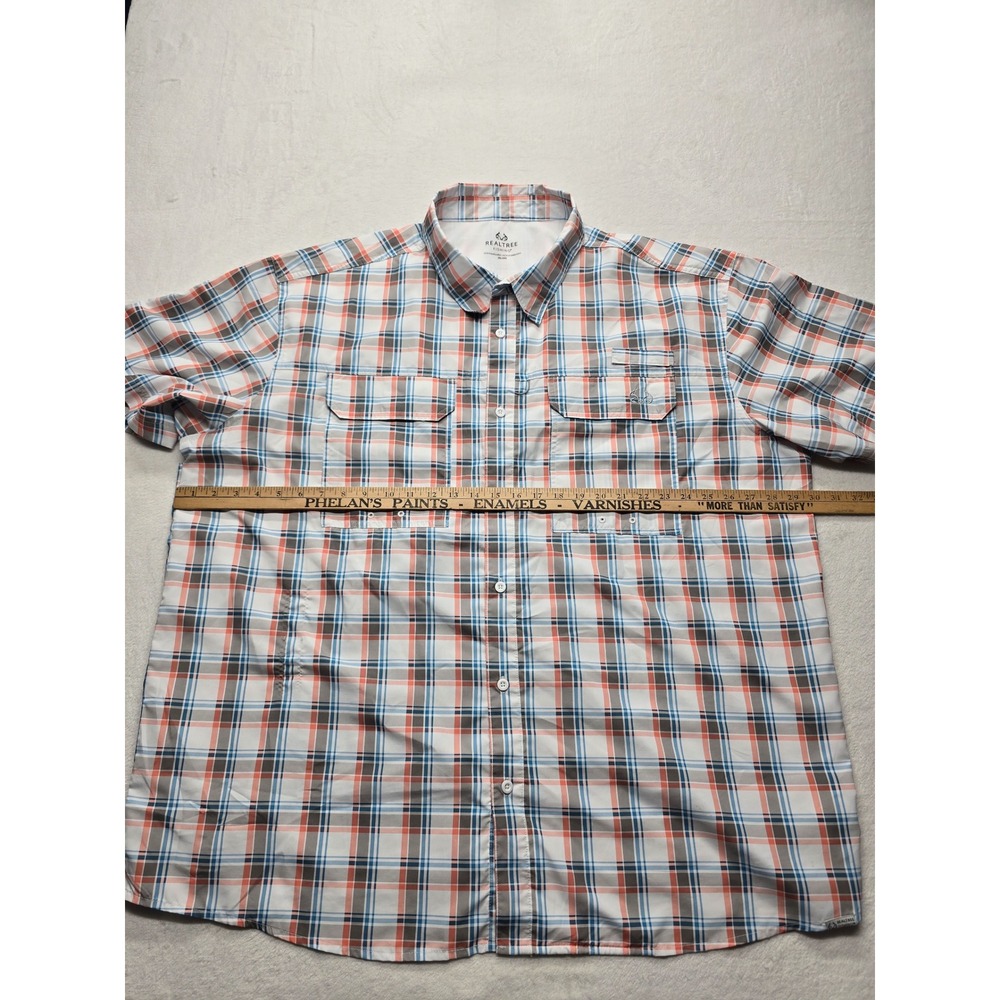 Realtree Fishing Plaid Short Sleeve Button Up Shirt Blue Moon Mens 3XL - Picture 8 of 10